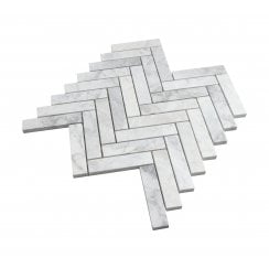Dolomiti Carrara Honed Marble 28cm x 30.5cm Herringbone Mosaic Tile