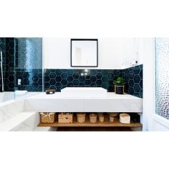 Esamarine Blue 16.2cm x 18.5cm Hexagon Wall Tile