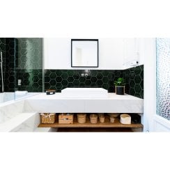 Esamarine Green 16.2cm x 18.5cm Hexagon Wall Tile