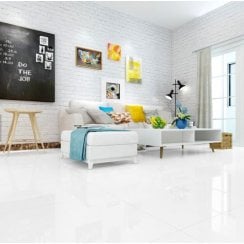 Extreme White Polished Porcelain 60cm x 60cm Floor Tile