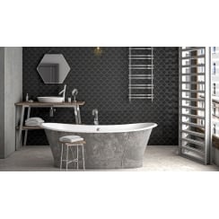 Fan Black Matt 10.6cm x 12cm Wall Tile