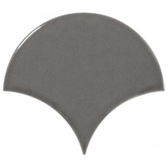 Fan Dark Grey Gloss 10.6cm x 12cm Wall Tile