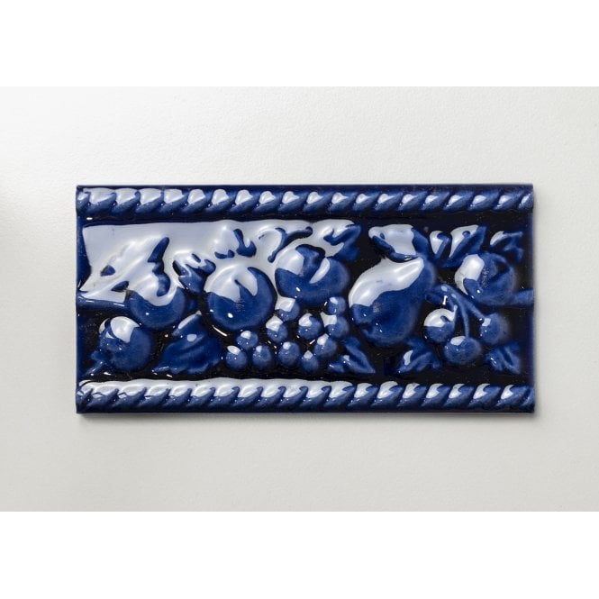 Fruit Victorian Blue 7.5cm x 15cm Border Tile