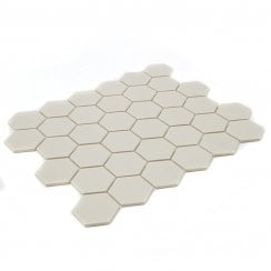 Full Body Hexagon Matt Cream Mosaic (5.1cm x 5.1cm) 32.5cm x 28.1cm Wall & Floor Tile