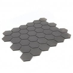 Full Body Hexagon Matt Dark Grey Mosaic (5.1cm x 5.9cm) 32.5cm x 28.1cm Wall & Floor Tile