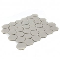 Full Body Hexagon Matt Light Grey Mosaic (5.1cm x 5.1cm)  32.5cm x 28.1cm Wall & Floor Tile