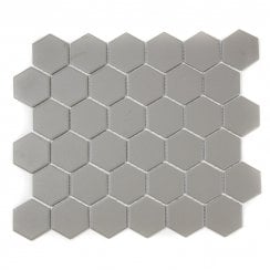 Full Body Hexagon Matt Medium Grey Mosaic (5.1cm x 5.1cm)  32.5cm x 28.1cm Wall & Floor Tile
