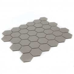 Full Body Hexagon Matt Medium Grey Mosaic (5.1cm x 5.1cm)  32.5cm x 28.1cm Wall & Floor Tile