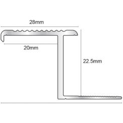 Genesis 22.5mm Sand Stone Aluminium Tile-In Pro Step Edge Outdoor Tile Trim 2.8m