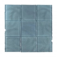 Gia Aqua Sparkle 9.8cm x 9.8cm Glass Tile
