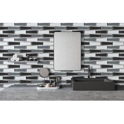 Glass Black Mix 30cm x 30cm Mosaic Tile