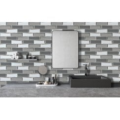 Glass Grey Mirror Mix 30cm x 30cm Mosaic Tile