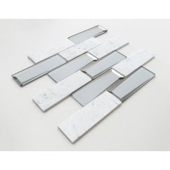 Glass Mirror Mix Carrara 30cm x 30cm Mosaic Tile
