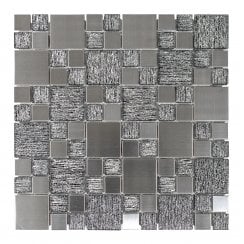 Gleam Grey 30cm x 30cm Glass Mosaic Tile