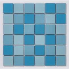 Gloss Blue Mix 30.6cm x 30.6cm (4.8cm x 4.8cm) Mosaic Tile