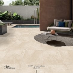 Grand Limestone Ivory 60cm x 60cm x 2cm Outdoor Floor Tile 23 SQM Project Pack