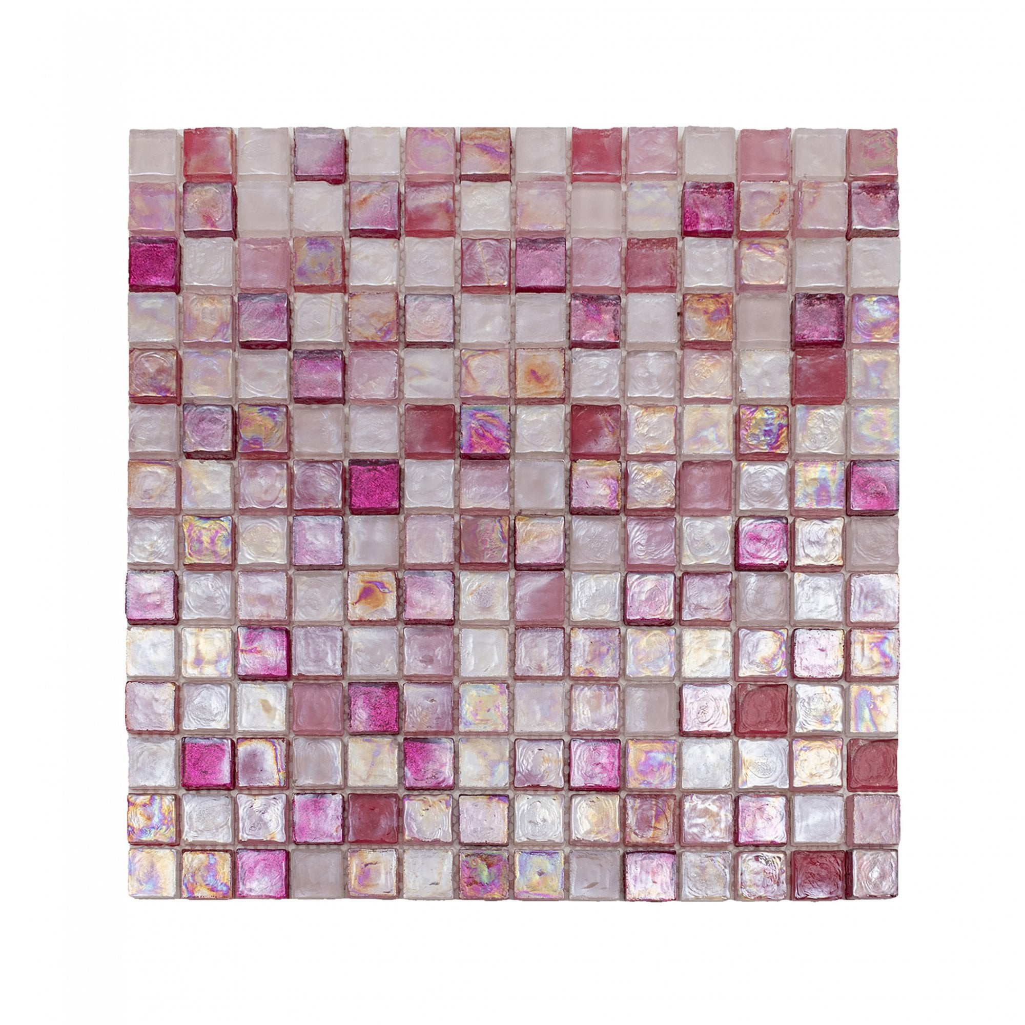 Parrotile Antique 2'' x 2'' Glass Squared Tile Glazed Red Grey Grid Mosaic Wall Backsplash Tile PT31 (Box of 5 Sheets