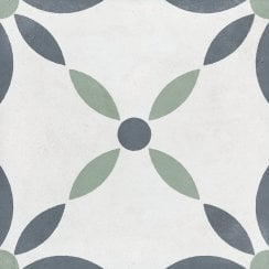 Havana White Flower 20cm x 20cm Wall & Floor Tile