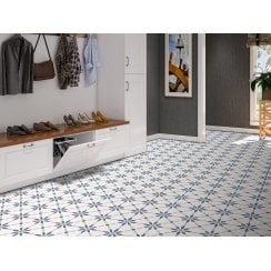 Havana White Flower 20cm x 20cm Wall & Floor Tile