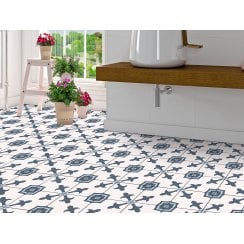 Havana White Herald 22.5cm x 22.5cm Wall & Floor Tile