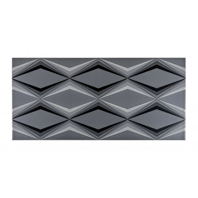 Hemingway Diamond Décor Charcoal  25 x 50cm Wall Tile