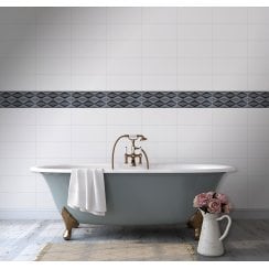 Hemingway Diamond Décor Charcoal  25 x 50cm Wall Tile