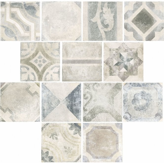 Heritage Blanc Deco 33.3cm x 33.3cm Wall & Floor Tile