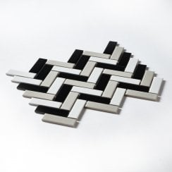Herringbone Black and White Matt 31.8cm x 24.7cm Wall Mosaic