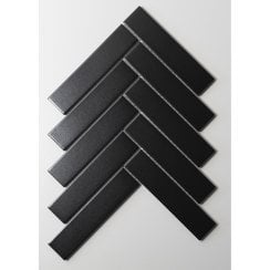 Herringbone Black Matt 20.9cmx 24.7cm (3.2cmx 14.5cm) Wall Mosaic