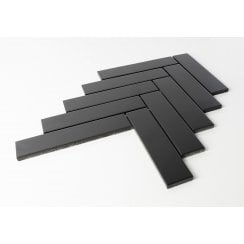 Herringbone Black Matt 20.9cmx 24.7cm (3.2cmx 14.5cm) Wall Mosaic