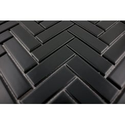Herringbone Black Matt 31.8cm x 24.7cm (2.3cm x 7.3cm) Mosaic Tile