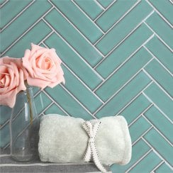 Herringbone Mint Green Matt 20.9cm x 24.7cm (3.2cmx 14.5cm) Wall Mosaic