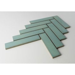Herringbone Teal Gloss 20.9cmx 24.7cm (3.2cmx 14.5cm) Wall Mosaic