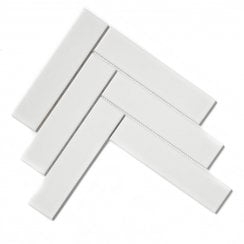 Herringbone White Gloss 20.4cm x 28cm (4.5cm x 19.5cm) Mosaic Tile