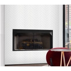 Herringbone White Gloss 20.4cm x 28cm (4.5cm x 19.5cm) Mosaic Tile