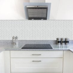 Herringbone White Gloss 31.8cm x 24.7cm (2.2cm x 7.2cm) Mosaic Tile