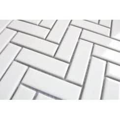 Herringbone White Gloss 31.8cm x 24.7cm (2.2cm x 7.2cm) Mosaic Tile
