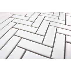 Herringbone White Matt 31.8cm x 24.7cm (2.3cm x 7.3cm) Mosaic Tile
