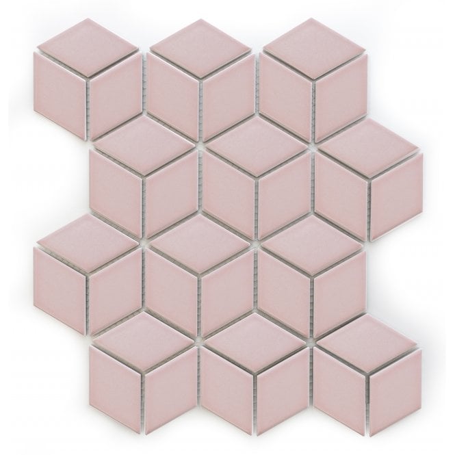 Hexacube 3D Gloss Pink 30.5cm x 26.5cm Mosaic