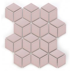Hexacube 3D Gloss Pink 30.5cm x 26.5cm Mosaic