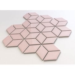 Hexacube 3D Gloss Pink 30.5cm x 26.5cm Mosaic
