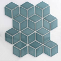 Hexacube 3D Gloss Teal 30.5cm x 26.5cm Mosaic