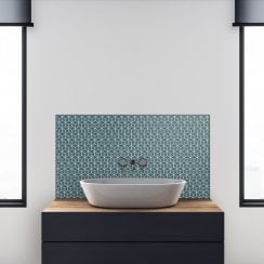 Hexacube 3D Gloss Teal 30.5cm x 26.5cm Mosaic