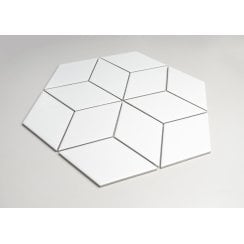 Hexacube 3D XL Matt White 34.5cm x 30cm (8.5cm x 14.72cm) Mosaic Tile