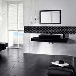 Hexagon Gloss Black (2.3cm x 2.3cm) 30cm x 26cm Mosaic Tile