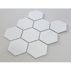Hexagon Gloss White 29.55cm x 25.6cm (9.5cm x 11cm) Mosaic Tile