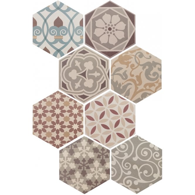 Hexagon Harmony Colour 17.5cm x 20cm Wall & Floor Tile