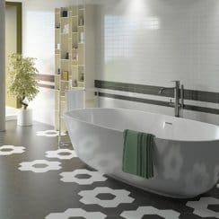 Hexagon Matt Black 17.5cm x 20cm Wall and Floor Tile