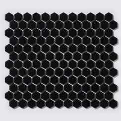Hexagon Matt Black (2.3cm x 2.6cm) 30cm x 26cm Mosaic Tile