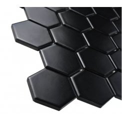 Hexagon Matt Black 32.5cm x 28.1cm (5.1 cm x 5.9cm) Mosaic Tile